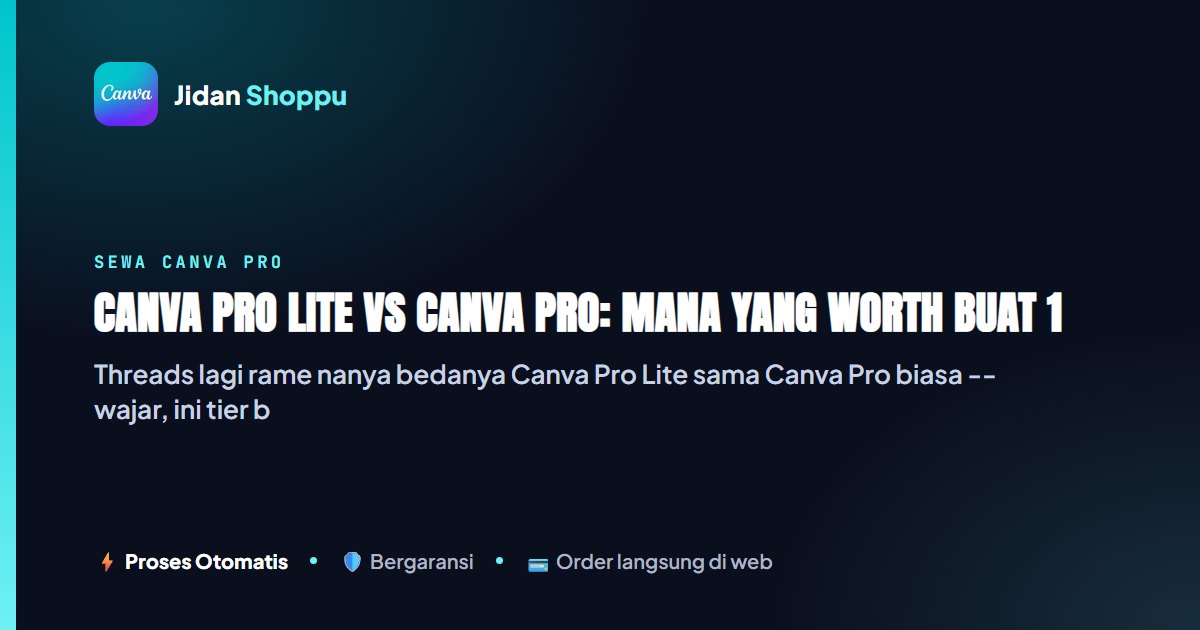 Kartu ringkas Canva Pro Lite vs Canva Pro: Mana yang Worth Buat 1 Bulan? — Jidan Shoppu