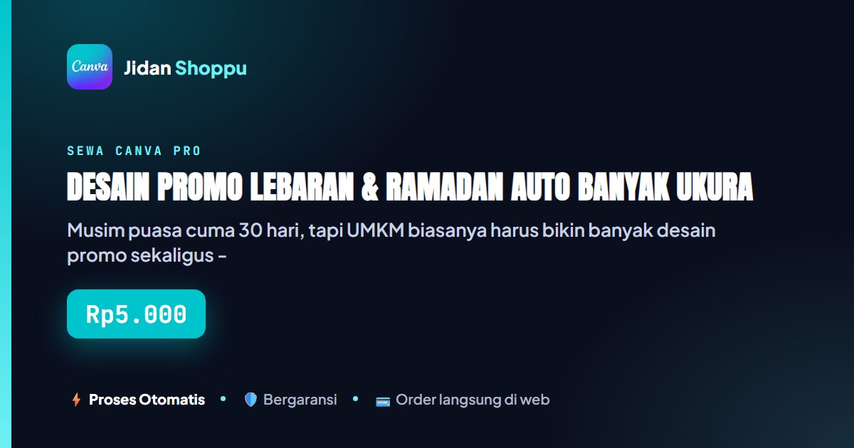 Kartu ringkas Desain Promo Lebaran & Ramadan Auto Banyak Ukuran Pakai Canva Pro — Jidan Shoppu