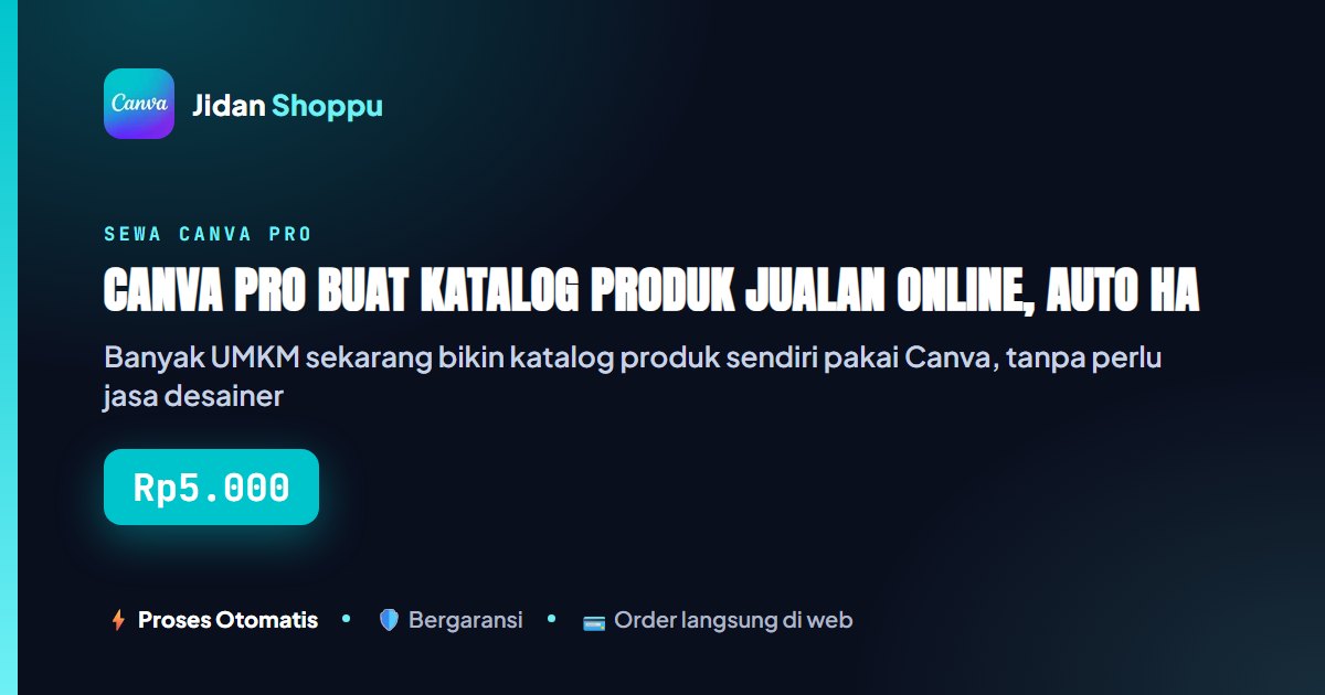 Kartu ringkas Canva Pro buat Katalog Produk Jualan Online, Auto Hapus Background Foto Tanpa Jasa Desainer — Jidan Shoppu