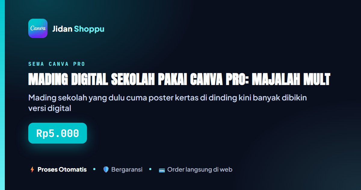 Kartu ringkas Mading Digital Sekolah Pakai Canva Pro: Majalah Multi-Halaman yang Terbit Berkala, Bukan Sekali Jadi — Jidan Shoppu
