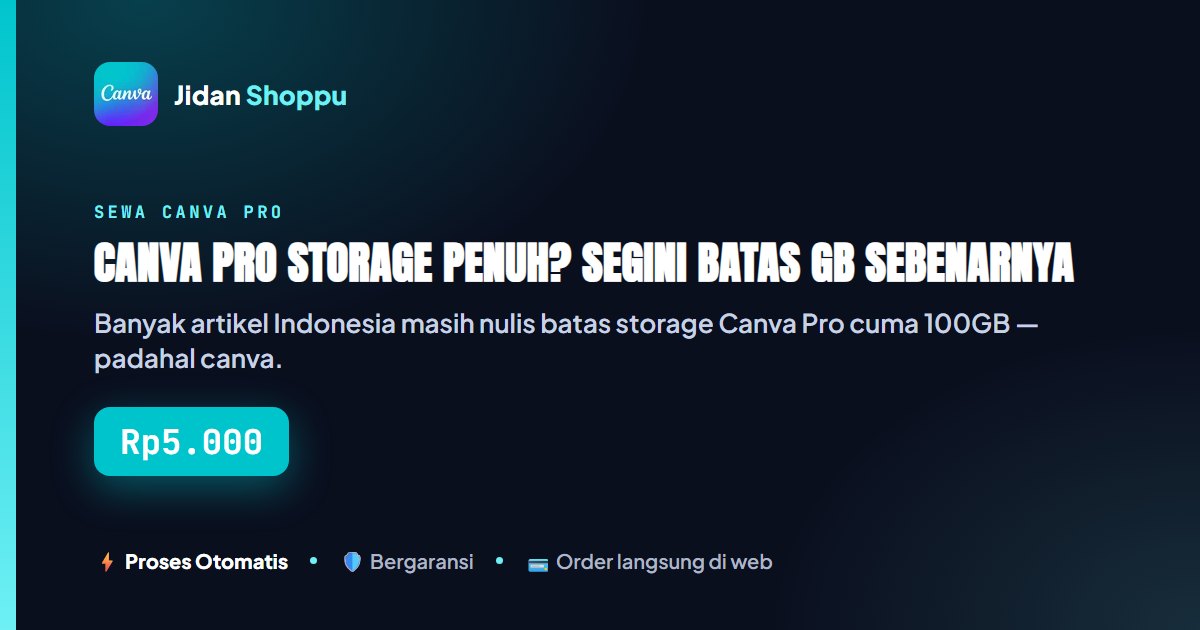 Kartu ringkas Canva Pro Storage Penuh? Segini Batas GB Sebenarnya — Jidan Shoppu