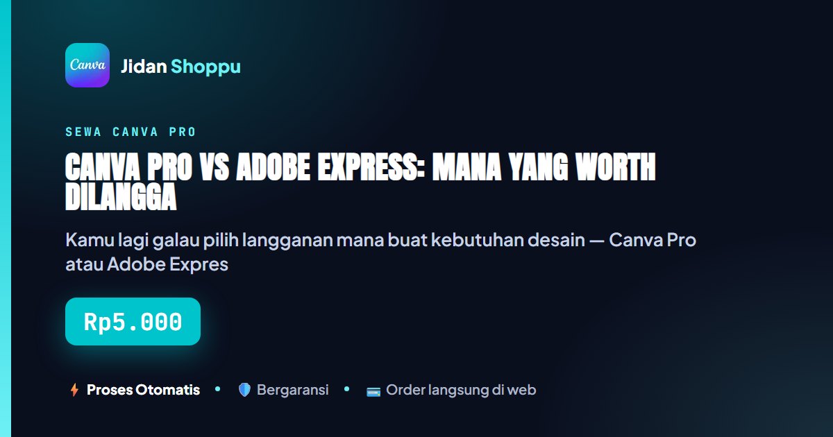 Kartu ringkas Canva Pro vs Adobe Express: Mana yang Worth Dilanggan buat Desain? — Jidan Shoppu