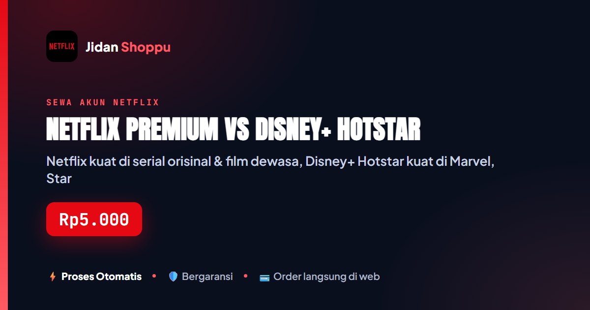 Kartu ringkas Netflix Premium vs Disney+ Hotstar — Jidan Shoppu