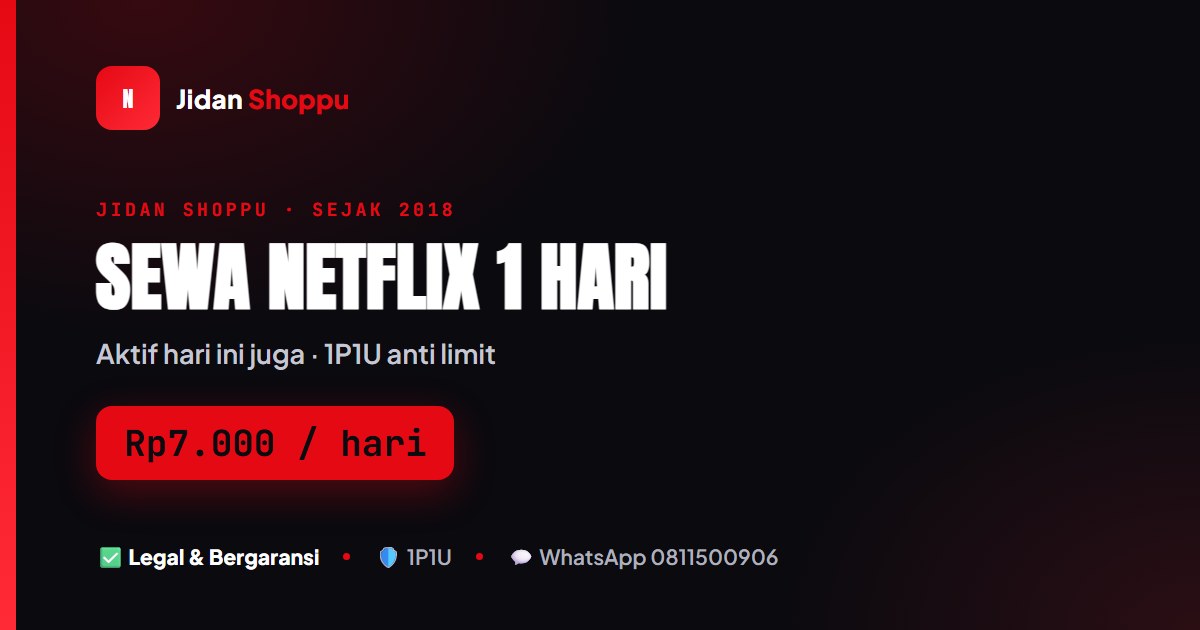 Kartu ringkas Sewa Netflix 1 Hari, Aktif Hari Ini Juga di Jidan Shoppu