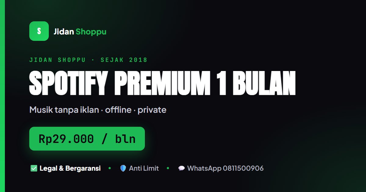 Kartu ringkas Spotify Premium 1 Bulan Rp29.000 di Jidan Shoppu
