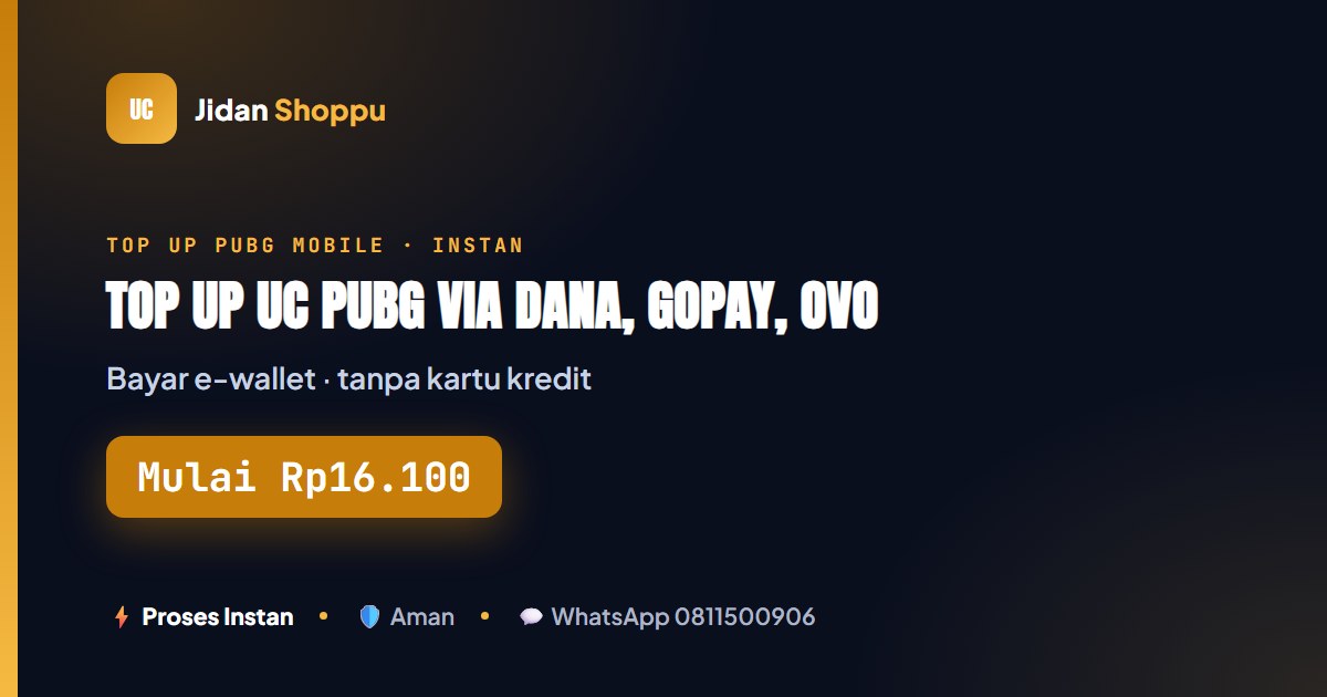 Top Up UC PUBG Lewat DANA, GoPay, OVO & QRIS